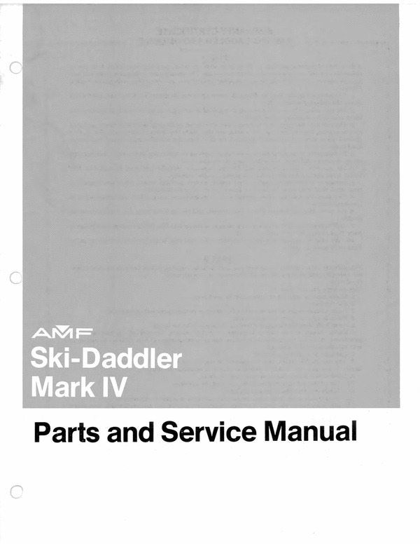 Product picture amf ski daddler MK IV snowmobile service n parts manual